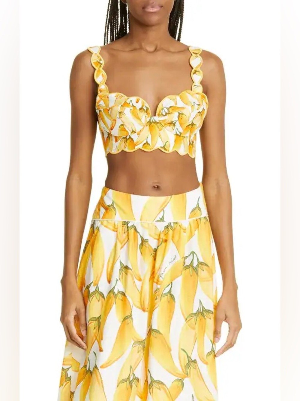 Farm Rio Peppers Print Linen Crop Top Size S